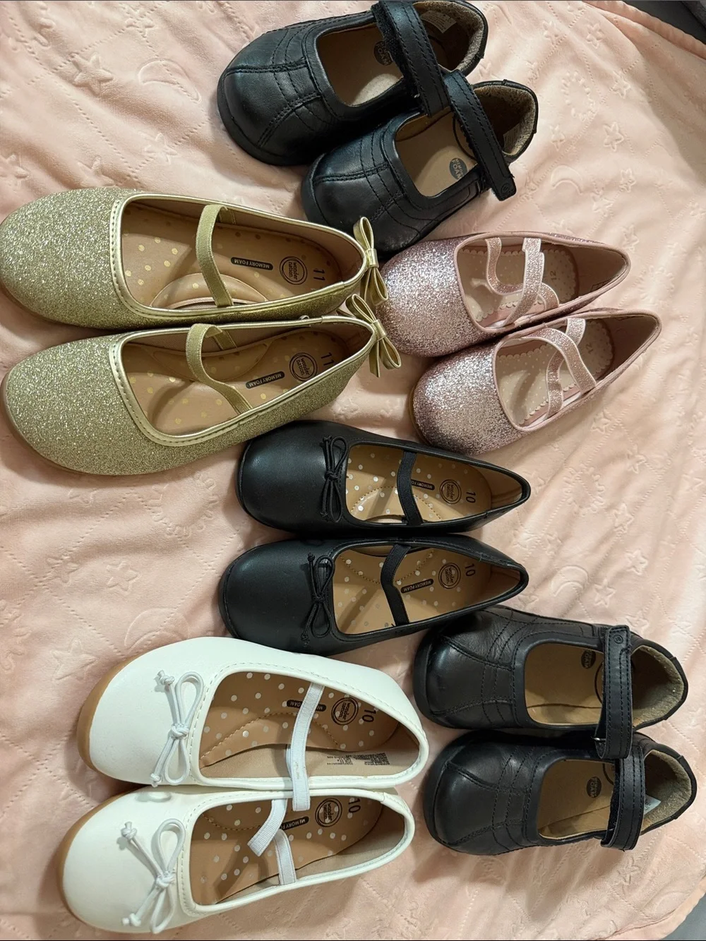 Girls Classic Mary Jane Shoes in Black, White, Gold, and Pink